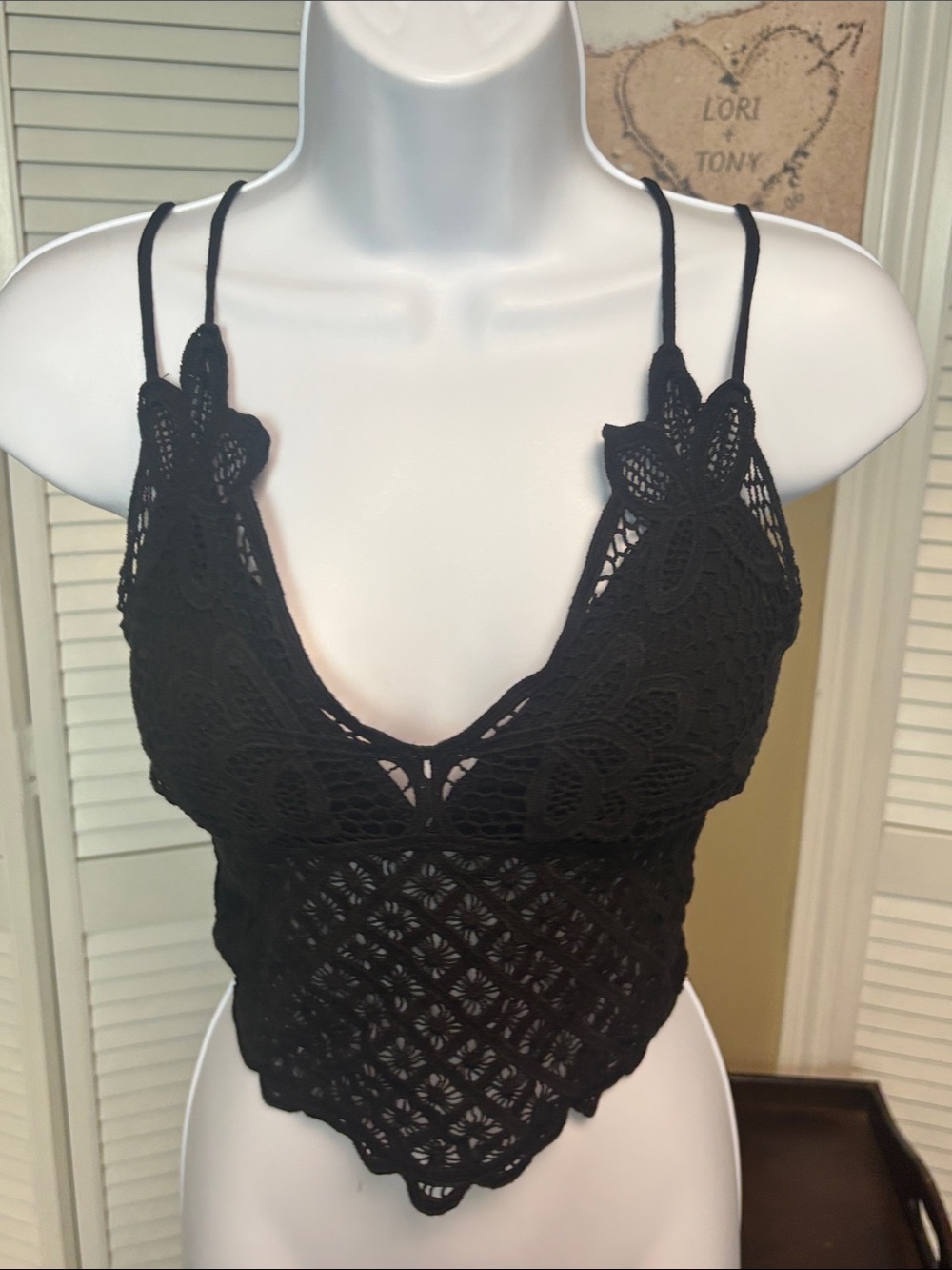 Black Crochet Lace Bralette Top